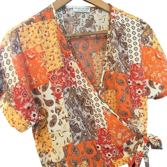 PAPER CRANE SHORT SLEEVE Sz XS DOLMAN WRAP - Picture 1 of 7